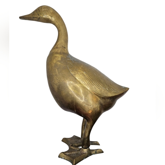 Vintage Brass Goose Figurine, 17" Tall - Picture 5 of 8